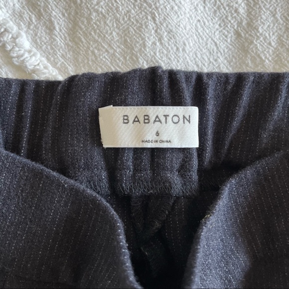 Babaton Atelier Straight Leg Pocket Pant Metallic Stipes Elastic Waist Size 6 - Picture 3 of 8